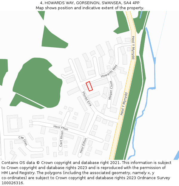 4, HOWARDS WAY, GORSEINON, SWANSEA, SA4 4PP: Location map and indicative extent of plot