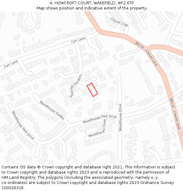 4, HOWCROFT COURT, WAKEFIELD, WF2 6TP: Location map and indicative extent of plot