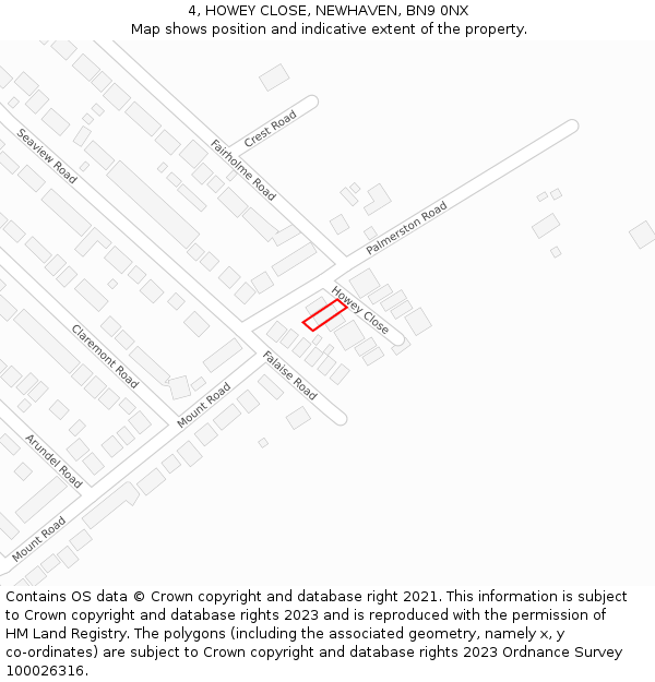 4, HOWEY CLOSE, NEWHAVEN, BN9 0NX: Location map and indicative extent of plot