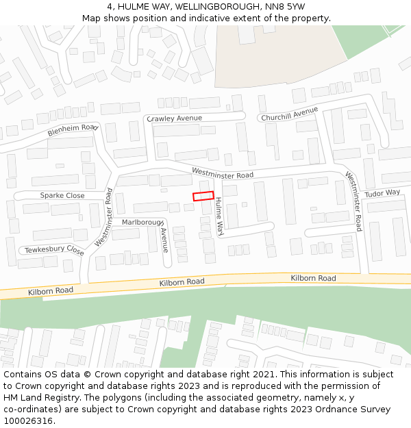 4, HULME WAY, WELLINGBOROUGH, NN8 5YW: Location map and indicative extent of plot