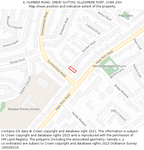 4, HUMBER ROAD, GREAT SUTTON, ELLESMERE PORT, CH66 2SH: Location map and indicative extent of plot