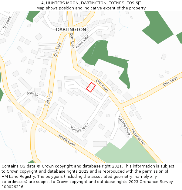 4, HUNTERS MOON, DARTINGTON, TOTNES, TQ9 6JT: Location map and indicative extent of plot