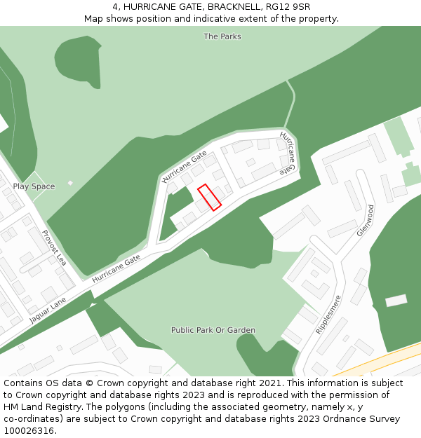 4, HURRICANE GATE, BRACKNELL, RG12 9SR: Location map and indicative extent of plot