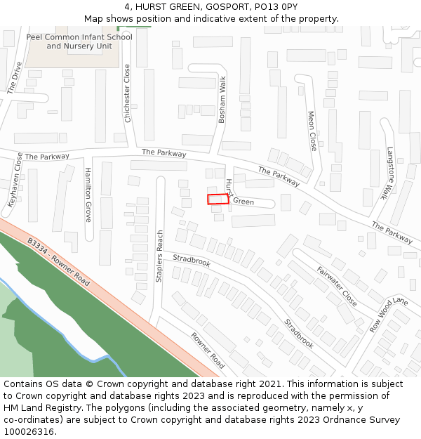 4, HURST GREEN, GOSPORT, PO13 0PY: Location map and indicative extent of plot