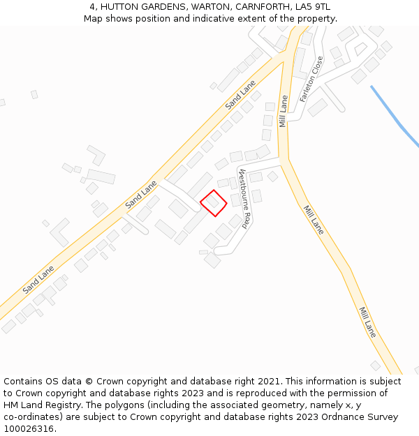 4, HUTTON GARDENS, WARTON, CARNFORTH, LA5 9TL: Location map and indicative extent of plot