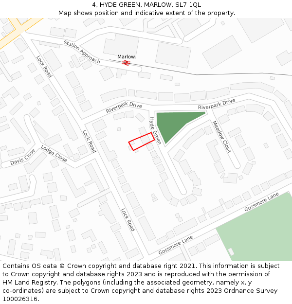 4, HYDE GREEN, MARLOW, SL7 1QL: Location map and indicative extent of plot