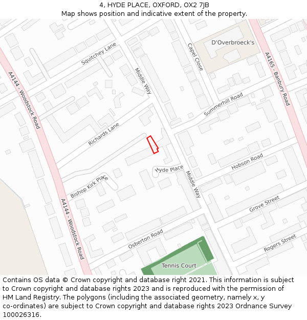 4, HYDE PLACE, OXFORD, OX2 7JB: Location map and indicative extent of plot