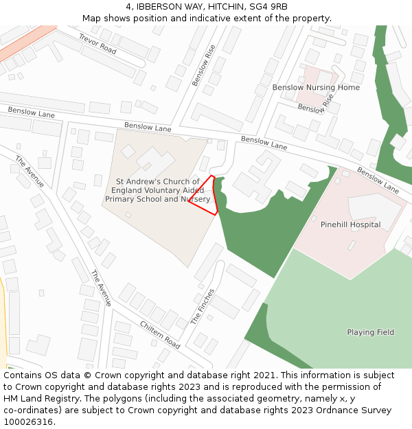 4, IBBERSON WAY, HITCHIN, SG4 9RB: Location map and indicative extent of plot