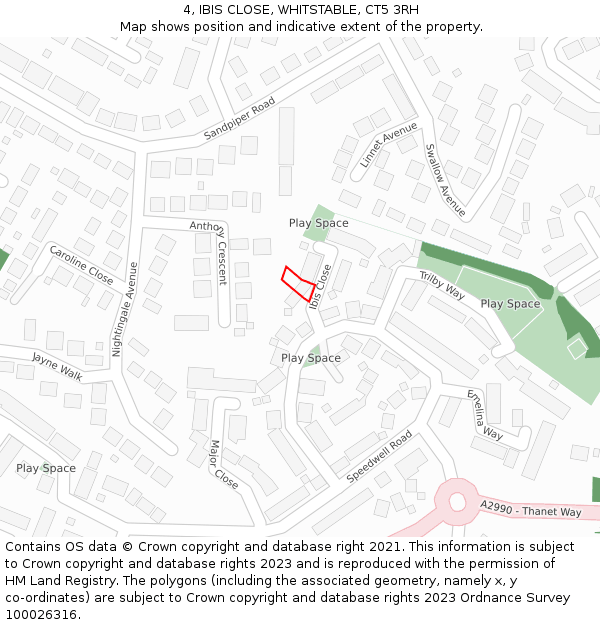 4, IBIS CLOSE, WHITSTABLE, CT5 3RH: Location map and indicative extent of plot