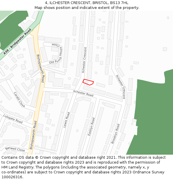 4, ILCHESTER CRESCENT, BRISTOL, BS13 7HL: Location map and indicative extent of plot