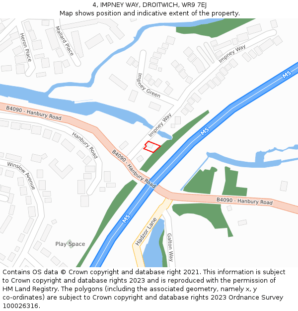 4, IMPNEY WAY, DROITWICH, WR9 7EJ: Location map and indicative extent of plot