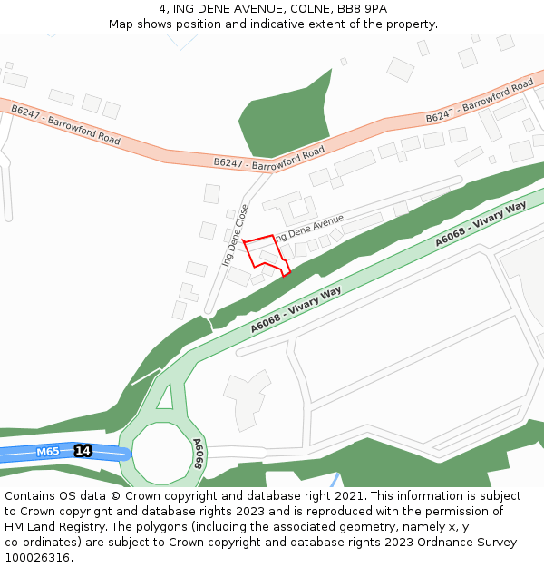 4, ING DENE AVENUE, COLNE, BB8 9PA: Location map and indicative extent of plot