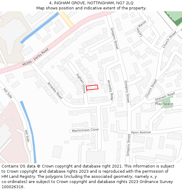 4, INGHAM GROVE, NOTTINGHAM, NG7 2LQ: Location map and indicative extent of plot