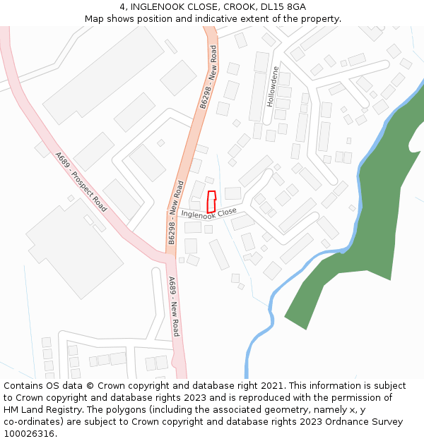 4, INGLENOOK CLOSE, CROOK, DL15 8GA: Location map and indicative extent of plot