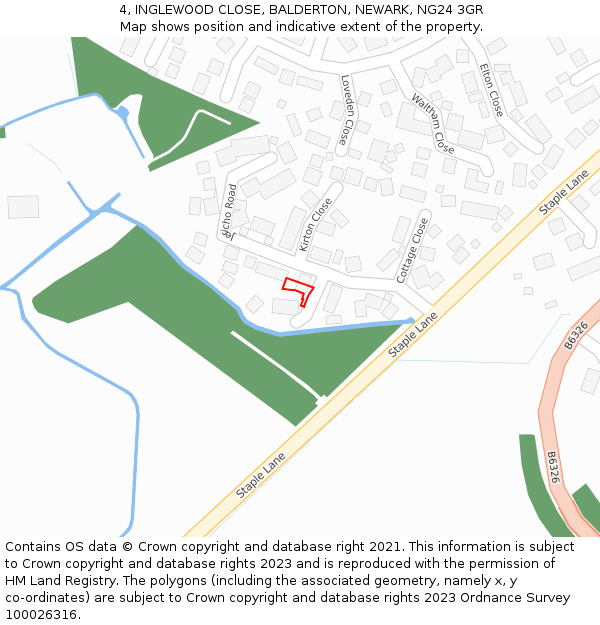 4, INGLEWOOD CLOSE, BALDERTON, NEWARK, NG24 3GR: Location map and indicative extent of plot