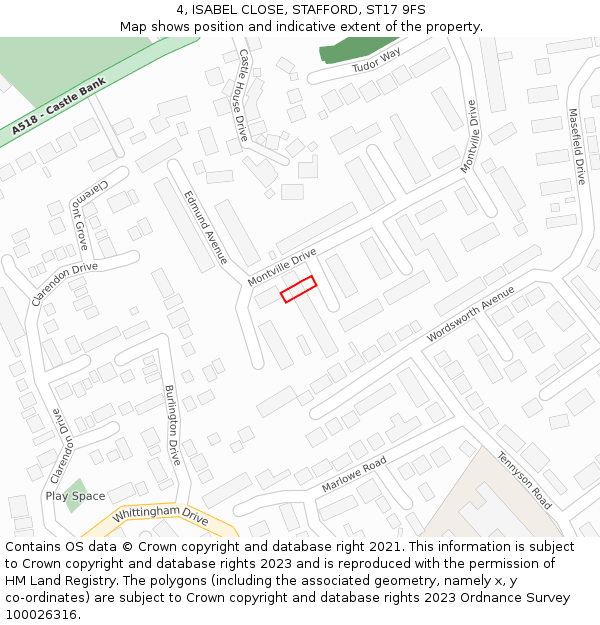 4, ISABEL CLOSE, STAFFORD, ST17 9FS: Location map and indicative extent of plot