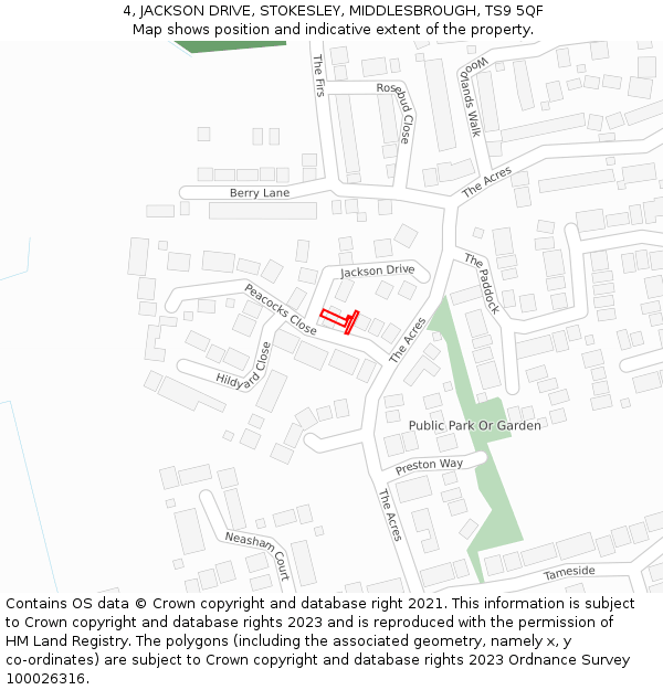 4, JACKSON DRIVE, STOKESLEY, MIDDLESBROUGH, TS9 5QF: Location map and indicative extent of plot