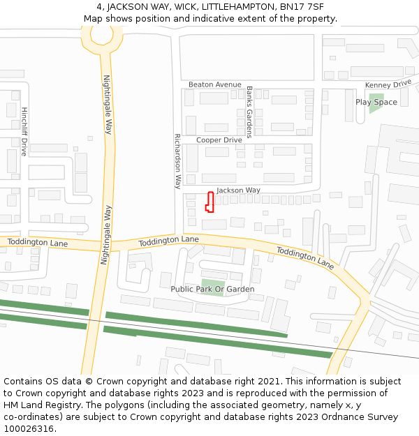 4, JACKSON WAY, WICK, LITTLEHAMPTON, BN17 7SF: Location map and indicative extent of plot