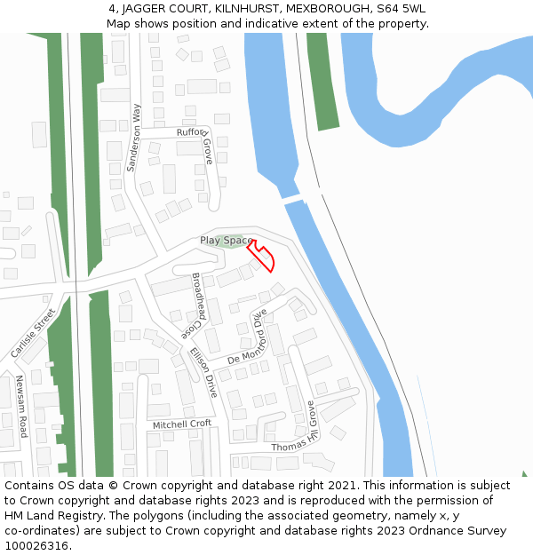 4, JAGGER COURT, KILNHURST, MEXBOROUGH, S64 5WL: Location map and indicative extent of plot