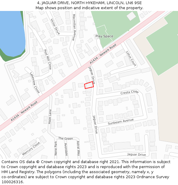 4, JAGUAR DRIVE, NORTH HYKEHAM, LINCOLN, LN6 9SE: Location map and indicative extent of plot