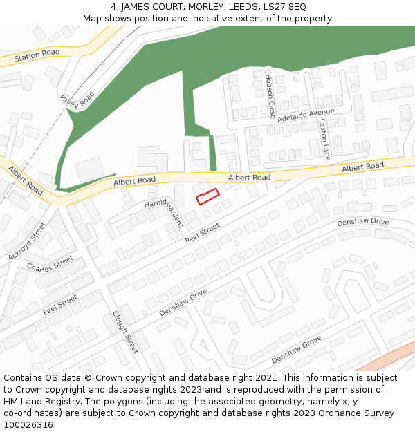 4, JAMES COURT, MORLEY, LEEDS, LS27 8EQ: Location map and indicative extent of plot