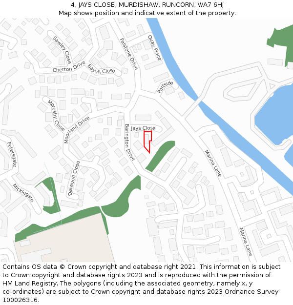 4, JAYS CLOSE, MURDISHAW, RUNCORN, WA7 6HJ: Location map and indicative extent of plot