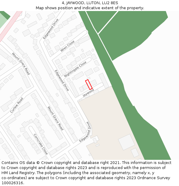 4, JAYWOOD, LUTON, LU2 8ES: Location map and indicative extent of plot