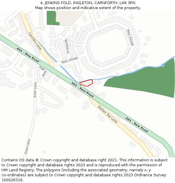 4, JENKINS FOLD, INGLETON, CARNFORTH, LA6 3PN: Location map and indicative extent of plot