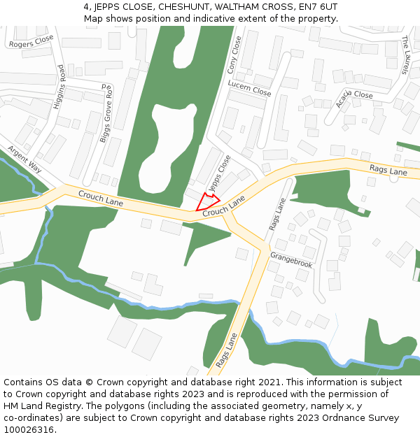 4, JEPPS CLOSE, CHESHUNT, WALTHAM CROSS, EN7 6UT: Location map and indicative extent of plot