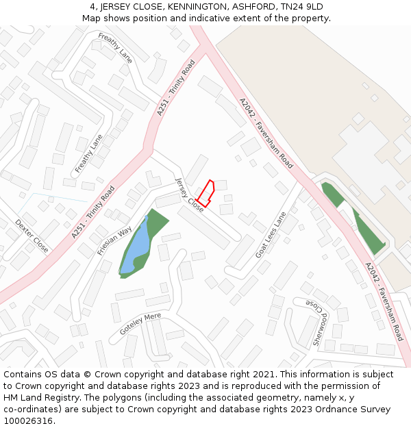 4, JERSEY CLOSE, KENNINGTON, ASHFORD, TN24 9LD: Location map and indicative extent of plot