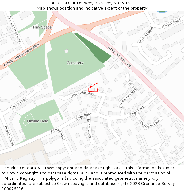 4, JOHN CHILDS WAY, BUNGAY, NR35 1SE: Location map and indicative extent of plot