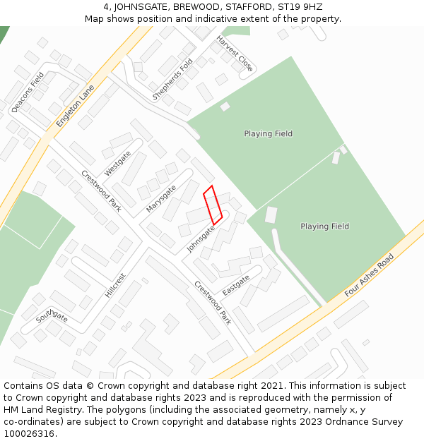 4, JOHNSGATE, BREWOOD, STAFFORD, ST19 9HZ: Location map and indicative extent of plot