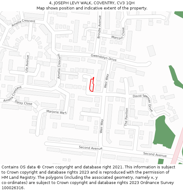 4, JOSEPH LEVY WALK, COVENTRY, CV3 1QH: Location map and indicative extent of plot