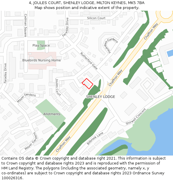 4, JOULES COURT, SHENLEY LODGE, MILTON KEYNES, MK5 7BA: Location map and indicative extent of plot