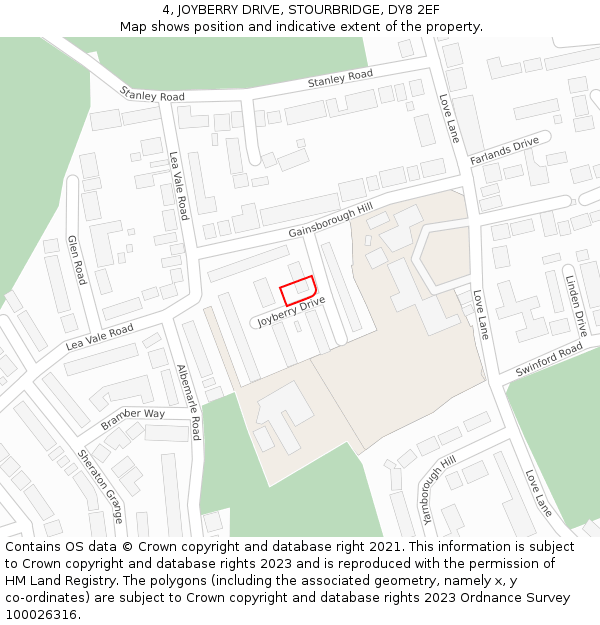4, JOYBERRY DRIVE, STOURBRIDGE, DY8 2EF: Location map and indicative extent of plot