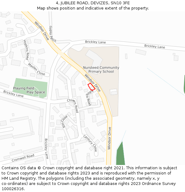 4, JUBILEE ROAD, DEVIZES, SN10 3FE: Location map and indicative extent of plot