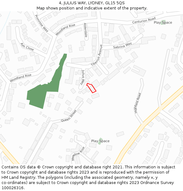 4, JULIUS WAY, LYDNEY, GL15 5QS: Location map and indicative extent of plot