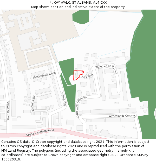 4, KAY WALK, ST ALBANS, AL4 0XX: Location map and indicative extent of plot