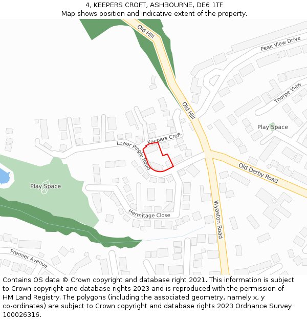 4, KEEPERS CROFT, ASHBOURNE, DE6 1TF: Location map and indicative extent of plot