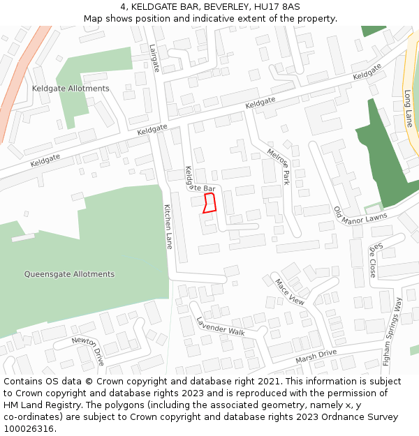 4, KELDGATE BAR, BEVERLEY, HU17 8AS: Location map and indicative extent of plot