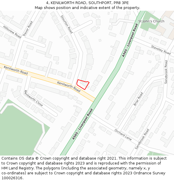 4, KENILWORTH ROAD, SOUTHPORT, PR8 3PE: Location map and indicative extent of plot