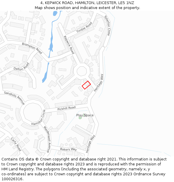 4, KEPWICK ROAD, HAMILTON, LEICESTER, LE5 1NZ: Location map and indicative extent of plot