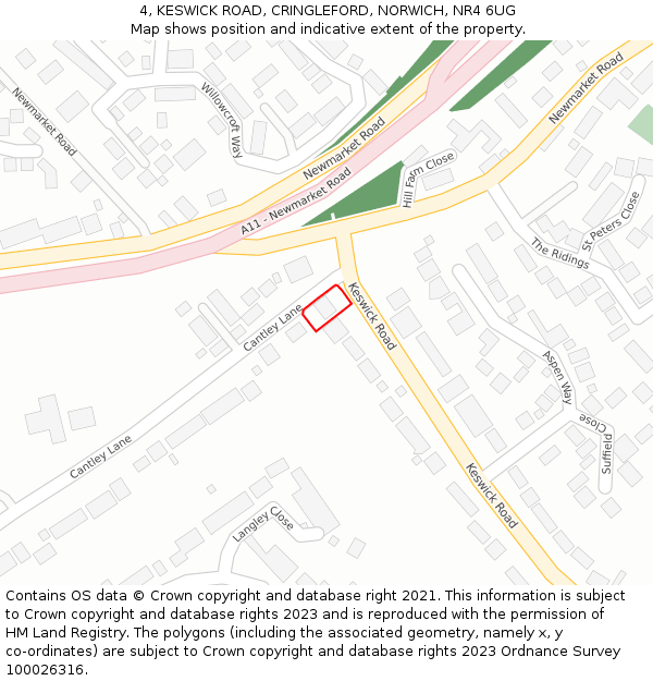 4, KESWICK ROAD, CRINGLEFORD, NORWICH, NR4 6UG: Location map and indicative extent of plot