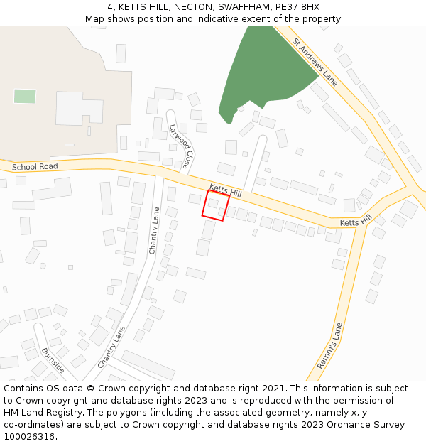4, KETTS HILL, NECTON, SWAFFHAM, PE37 8HX: Location map and indicative extent of plot