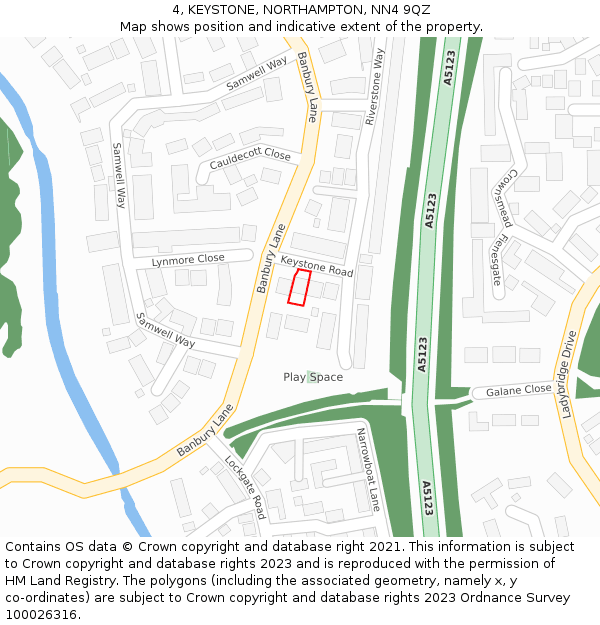 4, KEYSTONE, NORTHAMPTON, NN4 9QZ: Location map and indicative extent of plot