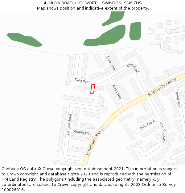 4, KILDA ROAD, HIGHWORTH, SWINDON, SN6 7HS: Location map and indicative extent of plot