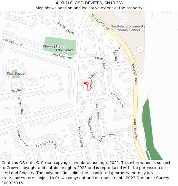 4, KILN CLOSE, DEVIZES, SN10 3FA: Location map and indicative extent of plot