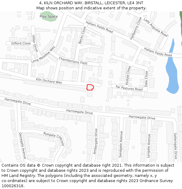 4, KILN ORCHARD WAY, BIRSTALL, LEICESTER, LE4 3NT: Location map and indicative extent of plot