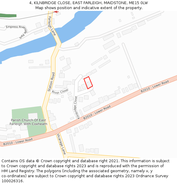 4, KILNBRIDGE CLOSE, EAST FARLEIGH, MAIDSTONE, ME15 0LW: Location map and indicative extent of plot