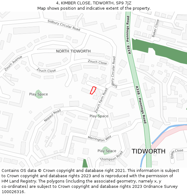 4, KIMBER CLOSE, TIDWORTH, SP9 7JZ: Location map and indicative extent of plot